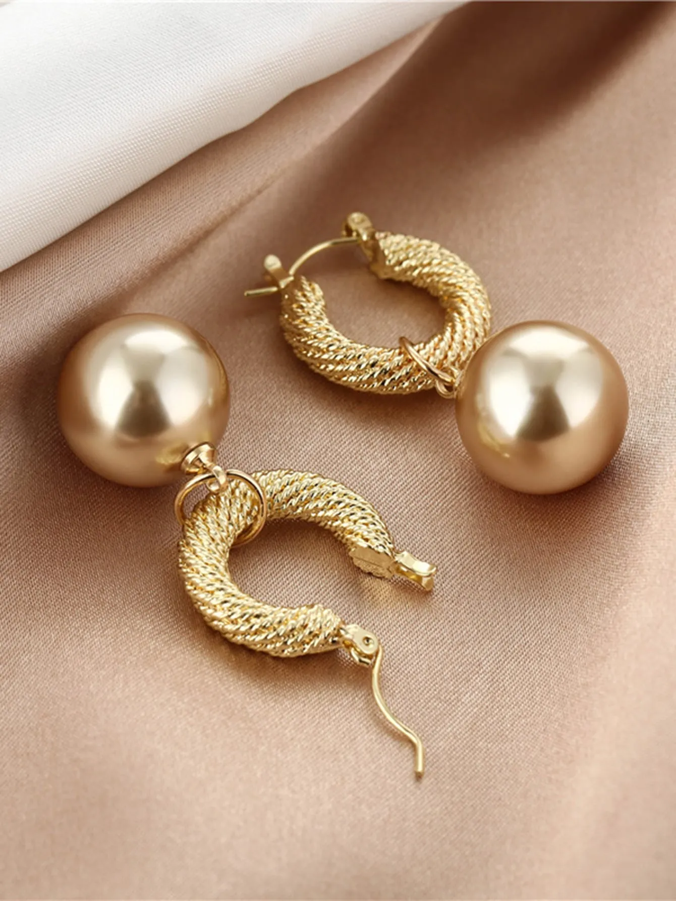 Faux Pearl Decor Drop Earrings - Gold - FD ⚡