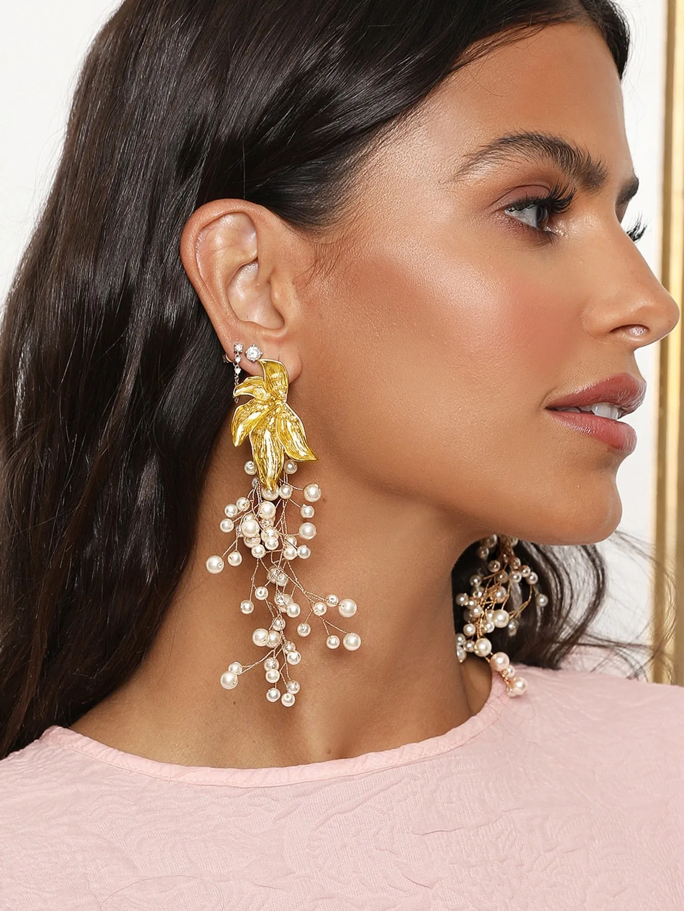 Faux Pearl Decor Drop Earrings
