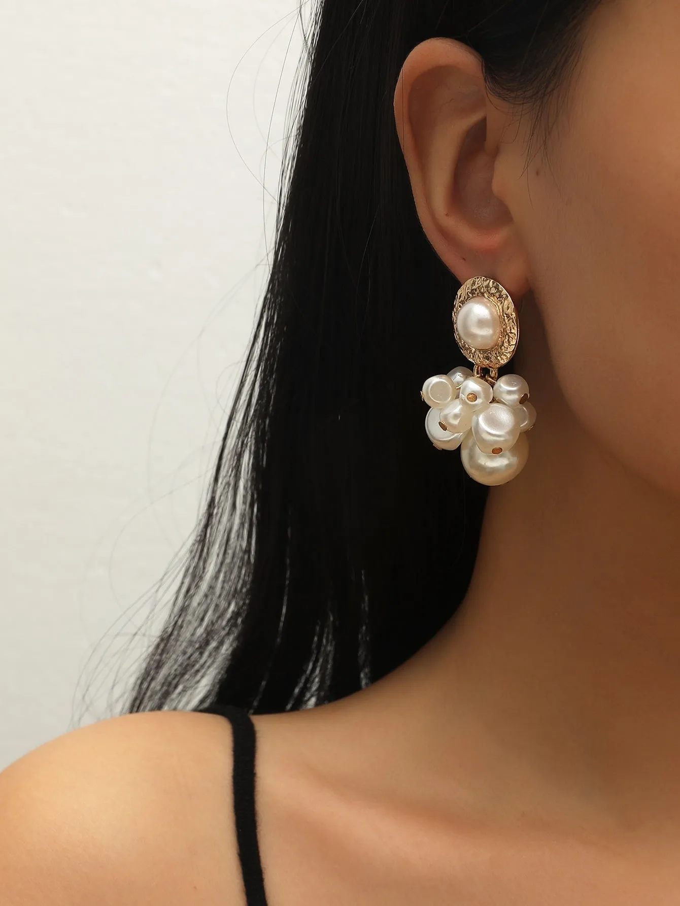 Faux Pearl Drop Earrings - White - FD ⚡