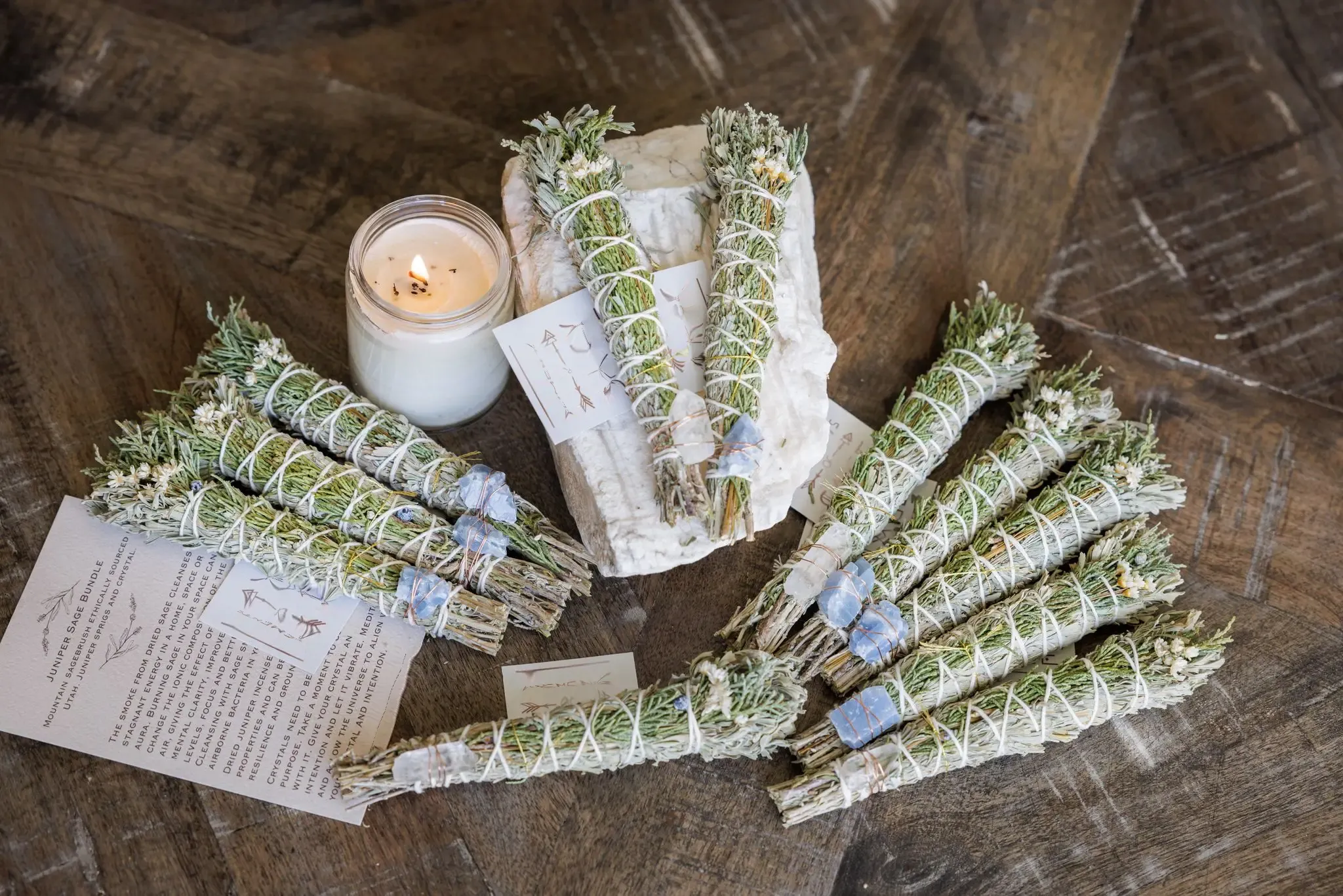 Floral Sage Bundle w/ Crystal, multiple styles