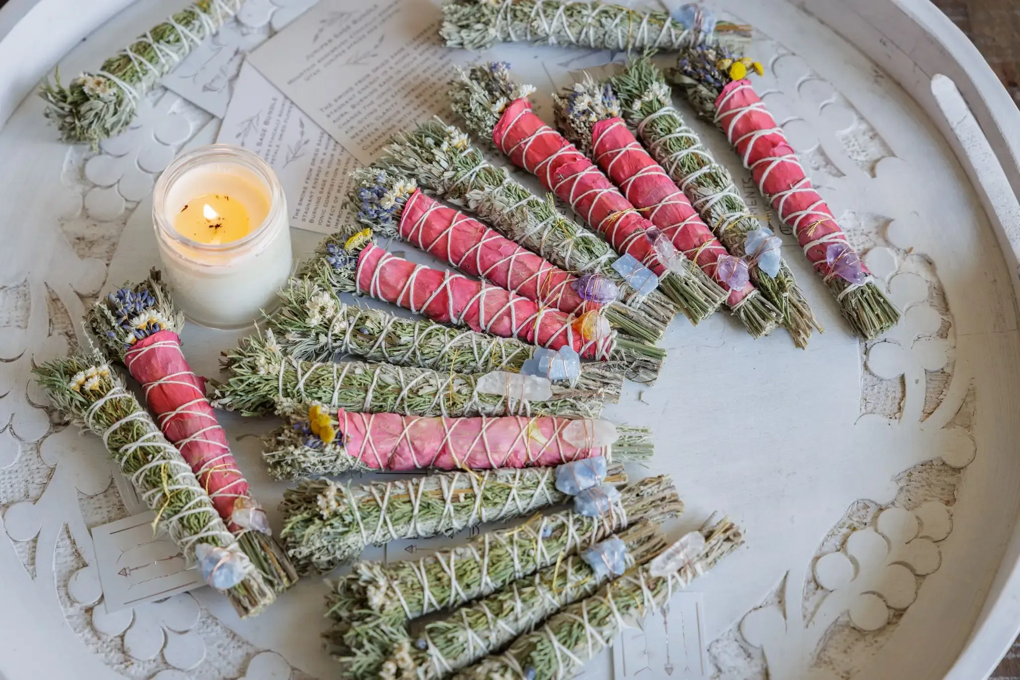 Floral Sage Bundle w/ Crystal, multiple styles
