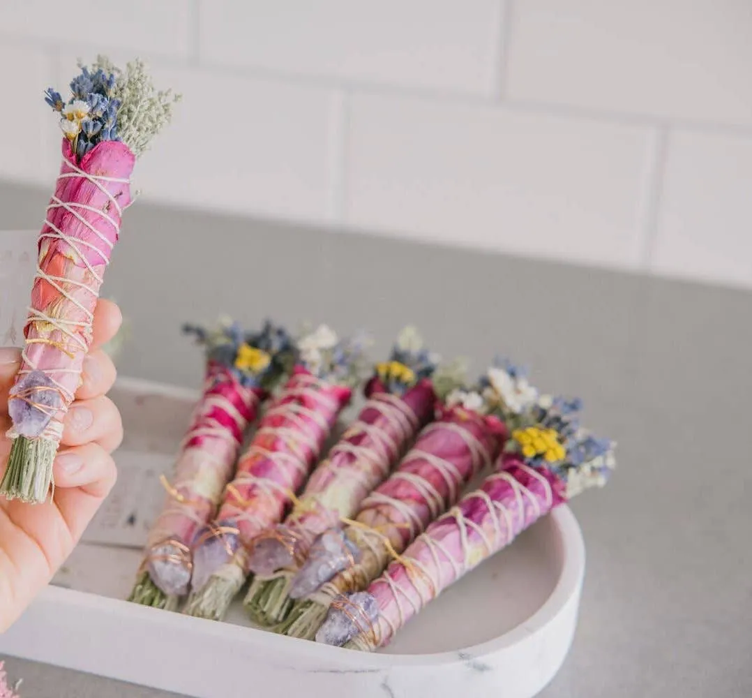 Floral Sage Bundle w/ Crystal, multiple styles