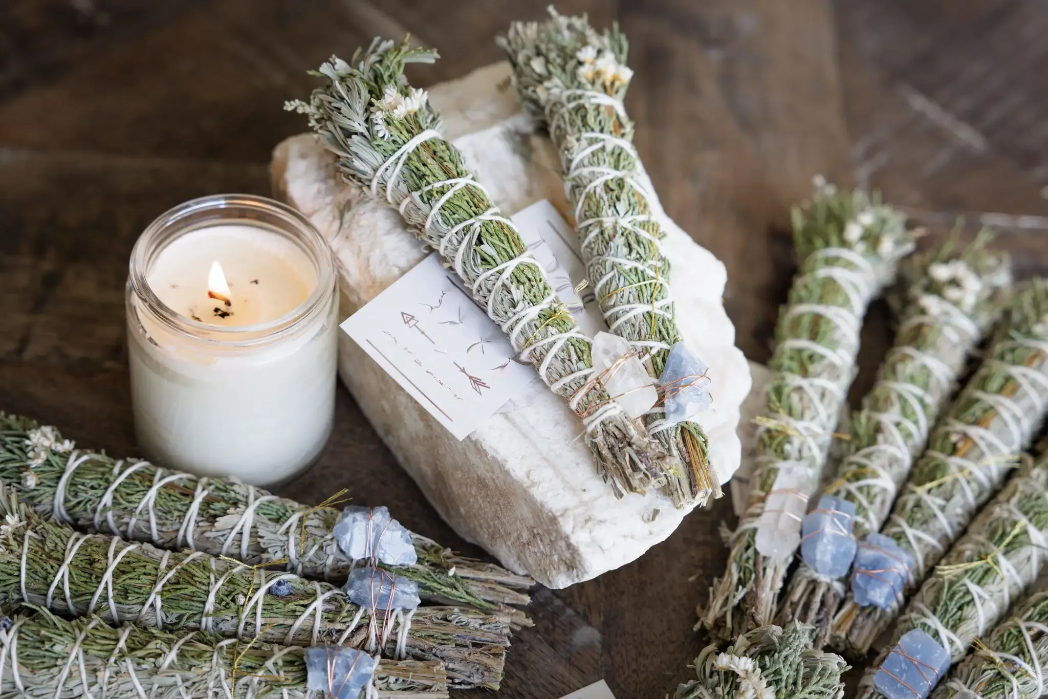 Floral Sage Bundle w/ Crystal, multiple styles