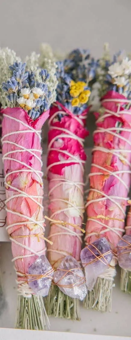 Floral Sage Bundle w/ Crystal, multiple styles