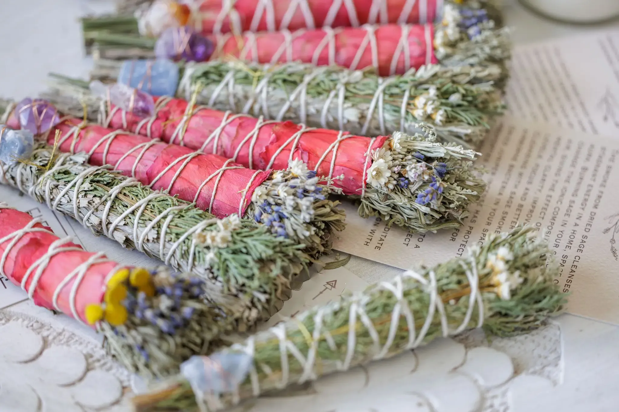 Floral Sage Bundle w/ Crystal, multiple styles