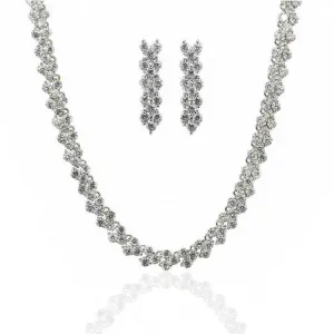 Florence Silver Plated & Cubic Zirconia Necklace & Drop Dangle Earring Set