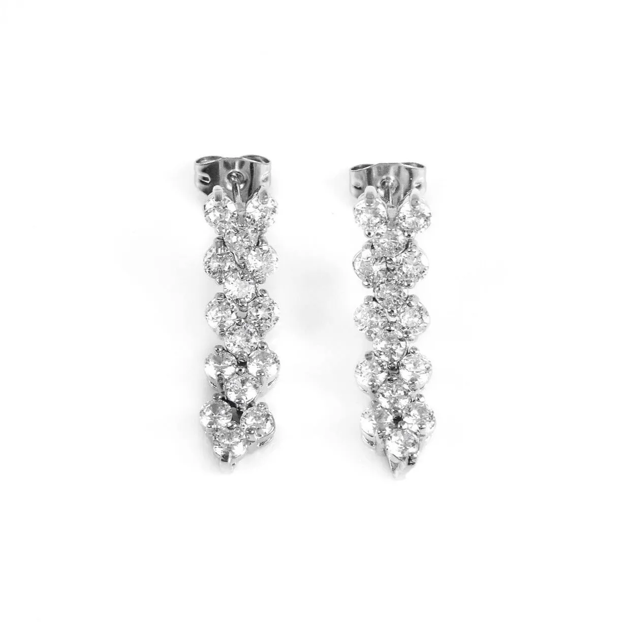 Florence Silver Plated & Cubic Zirconia Necklace & Drop Dangle Earring Set