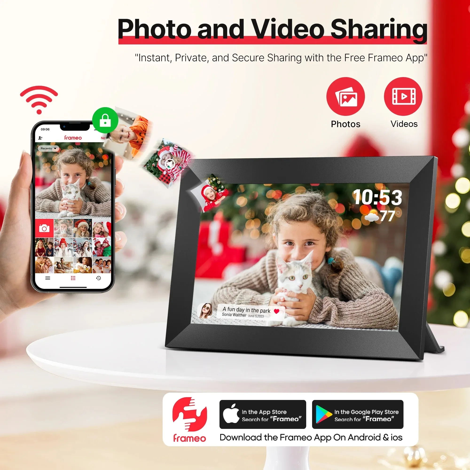 Frameo Wifi Digital Picture Frames 4 Pack,  10.1" Digital Photo Frame 32G Memory with 1280*800 IPS Touchscreen, Wall Mount Auto Rotate Electronic Picture Frame, Gift for a Loved One!