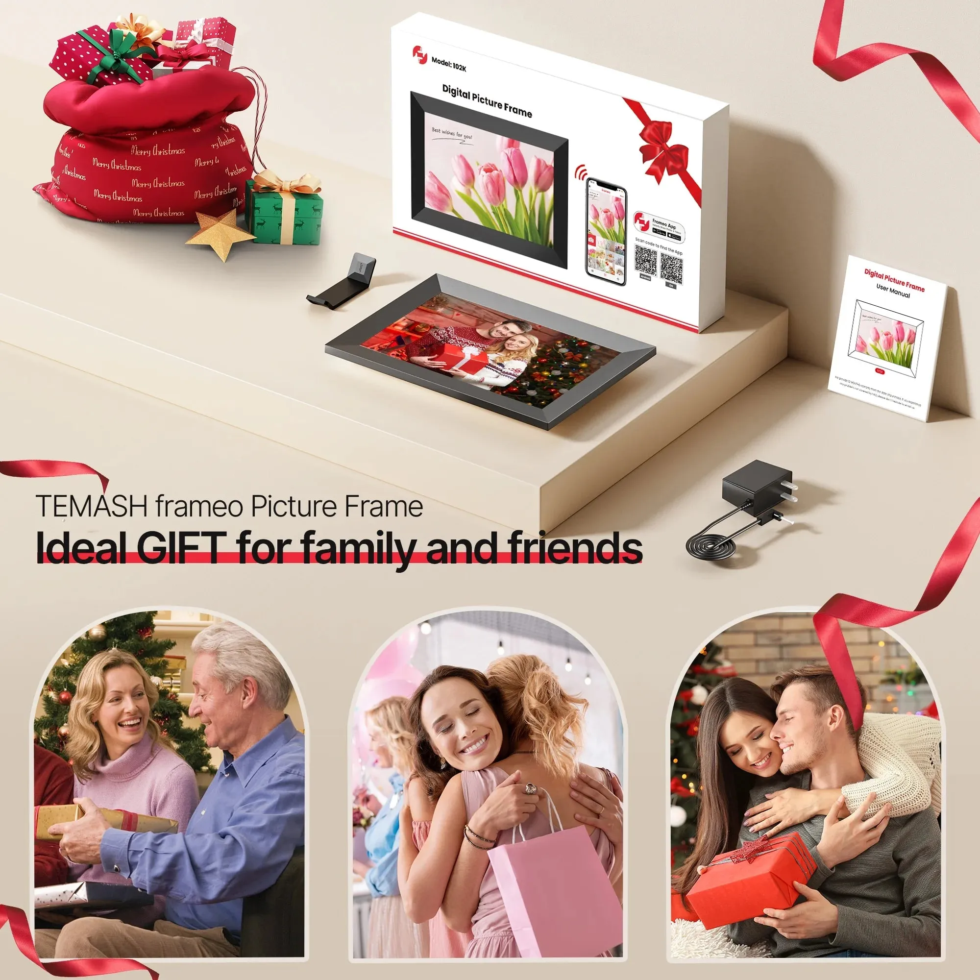 Frameo Wifi Digital Picture Frames 4 Pack,  10.1" Digital Photo Frame 32G Memory with 1280*800 IPS Touchscreen, Wall Mount Auto Rotate Electronic Picture Frame, Gift for a Loved One!