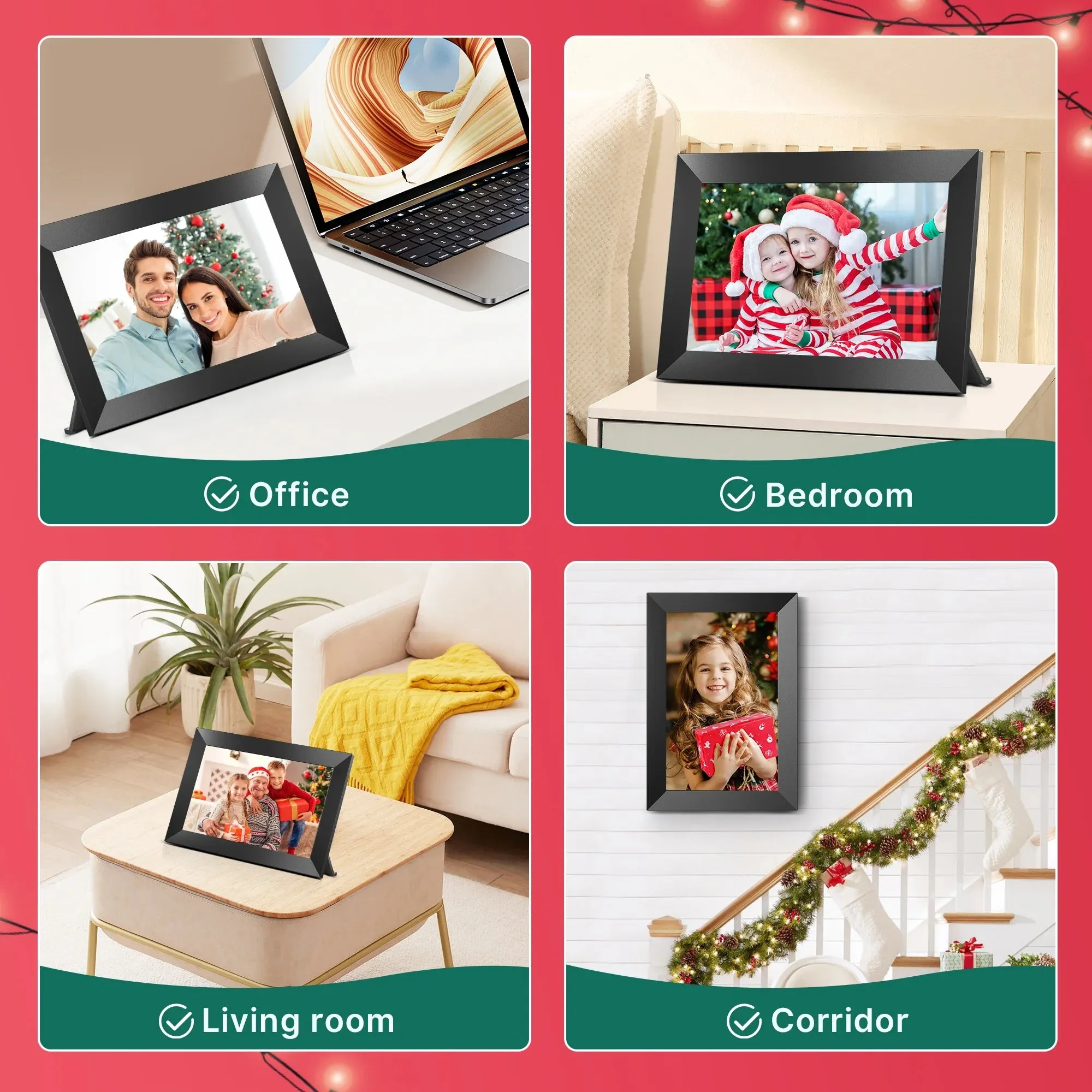 Frameo Wifi Digital Picture Frames 4 Pack,  10.1" Digital Photo Frame 32G Memory with 1280*800 IPS Touchscreen, Wall Mount Auto Rotate Electronic Picture Frame, Gift for a Loved One!