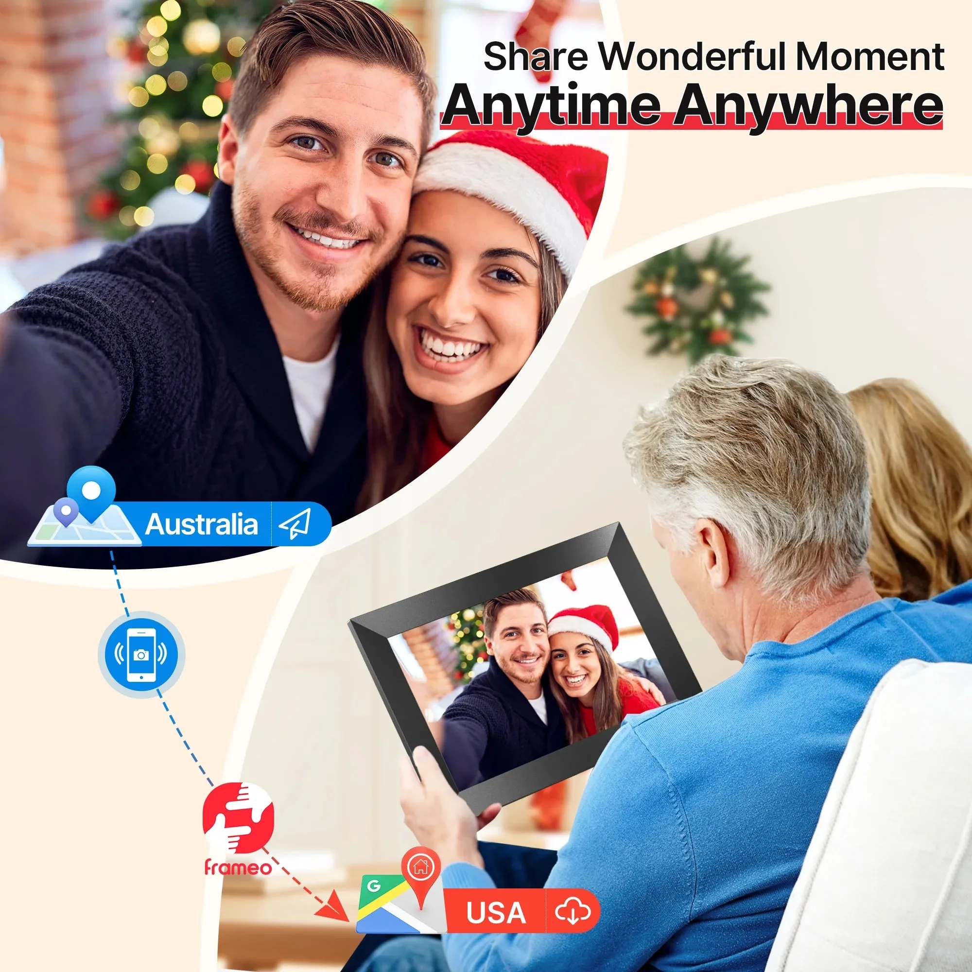 Frameo Wifi Digital Picture Frames 4 Pack,  10.1" Digital Photo Frame 32G Memory with 1280*800 IPS Touchscreen, Wall Mount Auto Rotate Electronic Picture Frame, Gift for a Loved One!