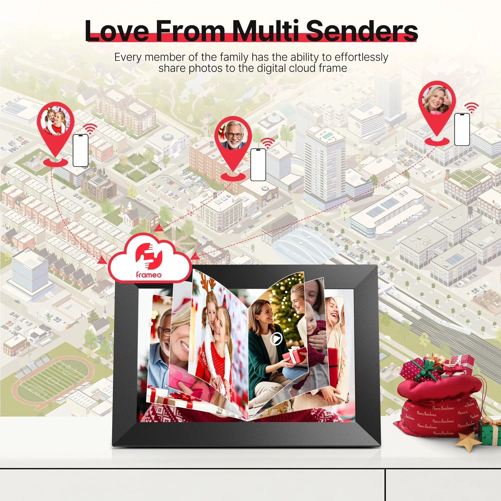 Frameo Wifi Digital Picture Frames 4 Pack,  10.1" Digital Photo Frame 32G Memory with 1280*800 IPS Touchscreen, Wall Mount Auto Rotate Electronic Picture Frame, Gift for a Loved One!