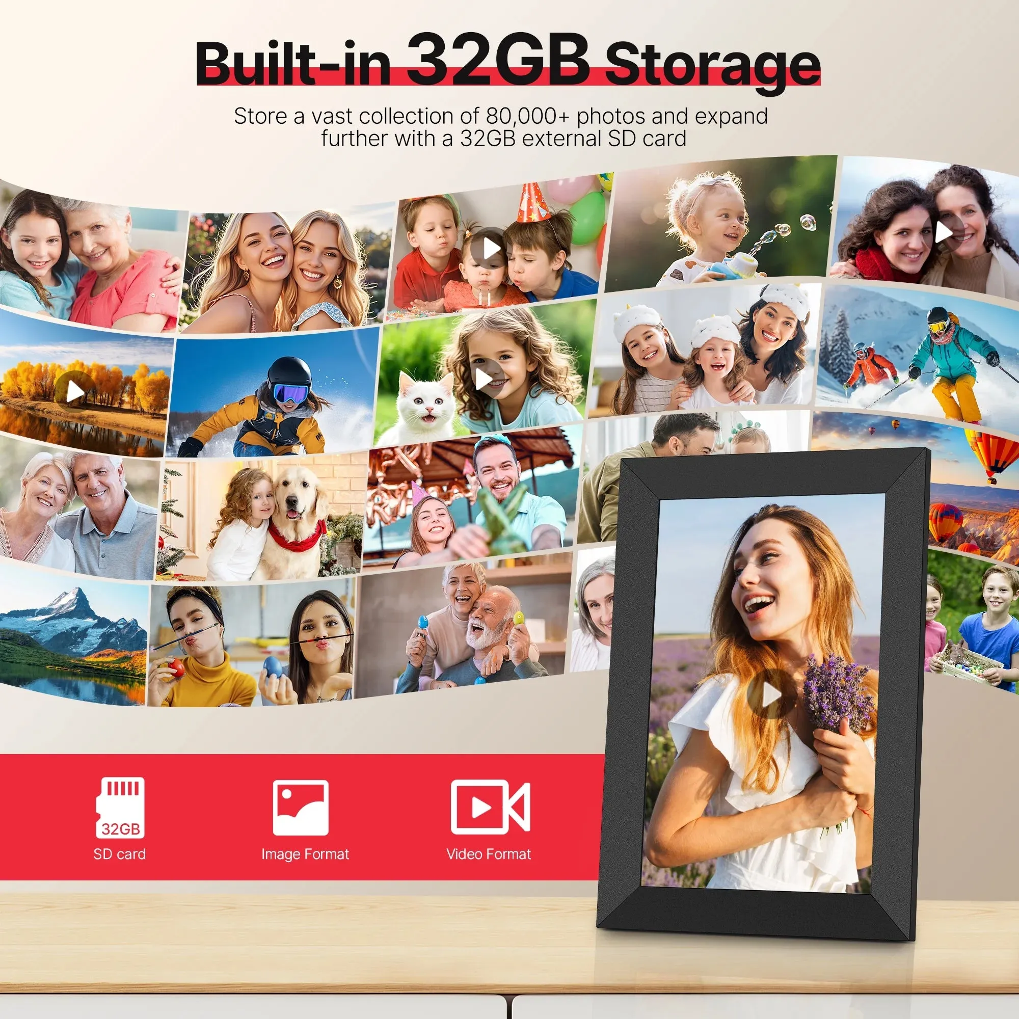 Frameo Wifi Digital Picture Frames 4 Pack,  10.1" Digital Photo Frame 32G Memory with 1280*800 IPS Touchscreen, Wall Mount Auto Rotate Electronic Picture Frame, Gift for a Loved One!
