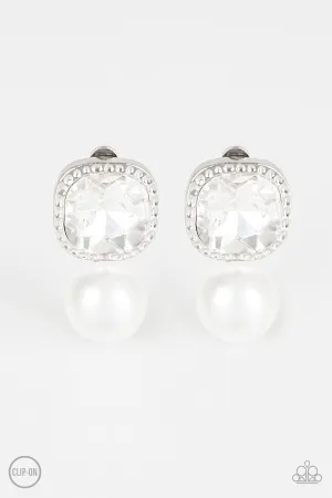 Gatsby Gleam - White Clip-On Earring