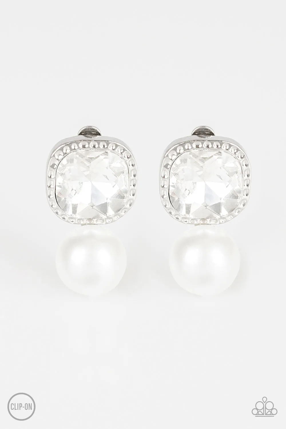 Gatsby Gleam - White Clip-On Earring