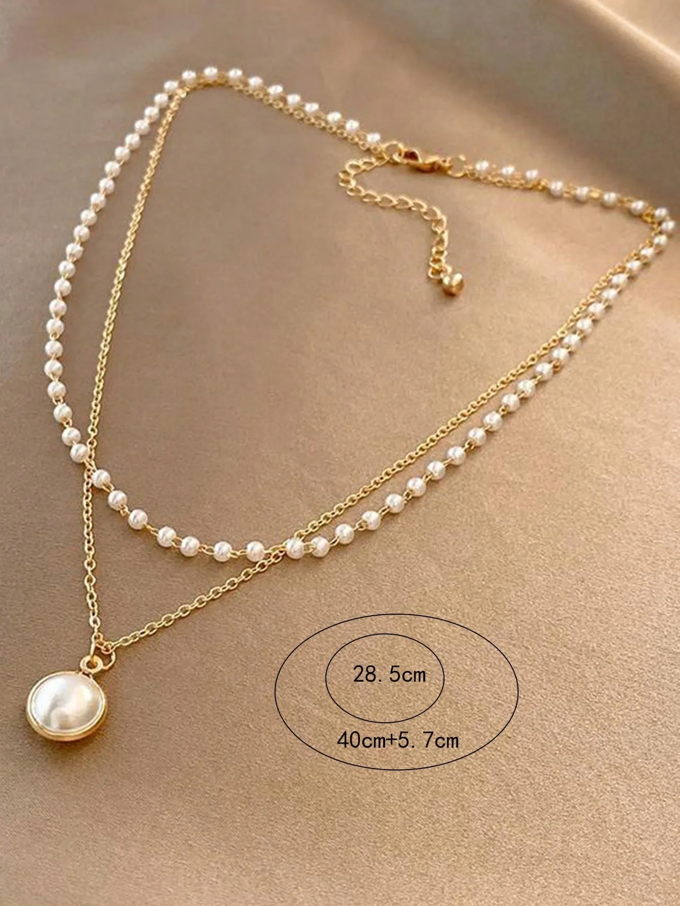 Glamorous Stainless Steel Faux Pearl Decor Layered Necklace