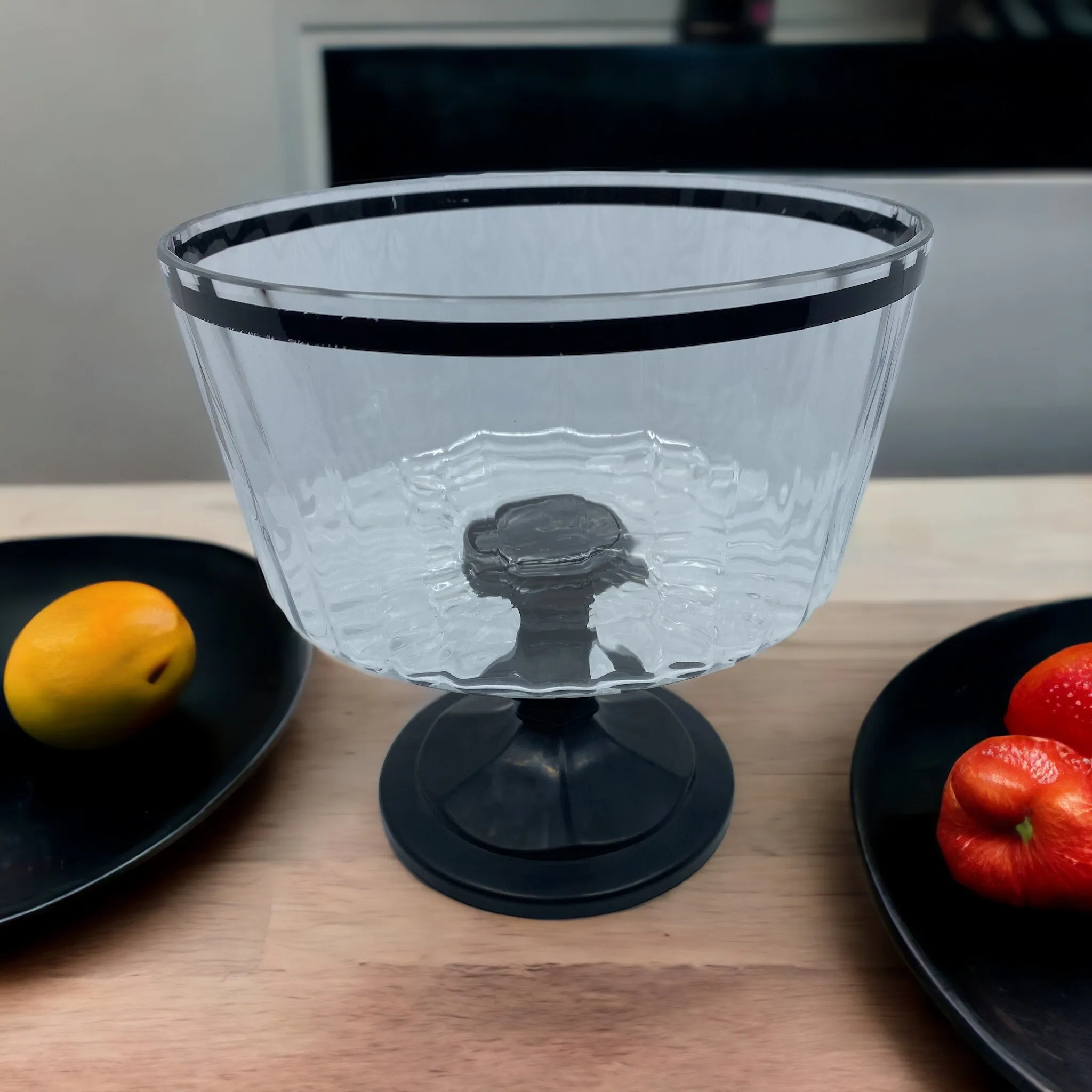 Glass Cake Server with Stand Black
