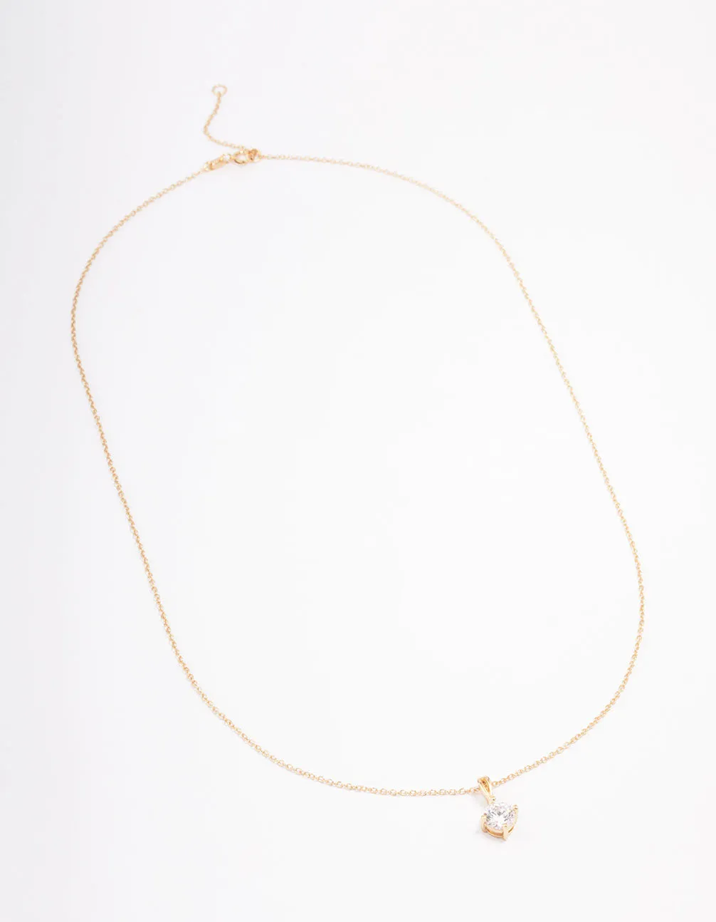 Gold Plated Sterling Silver Solitaire Pendant Necklace