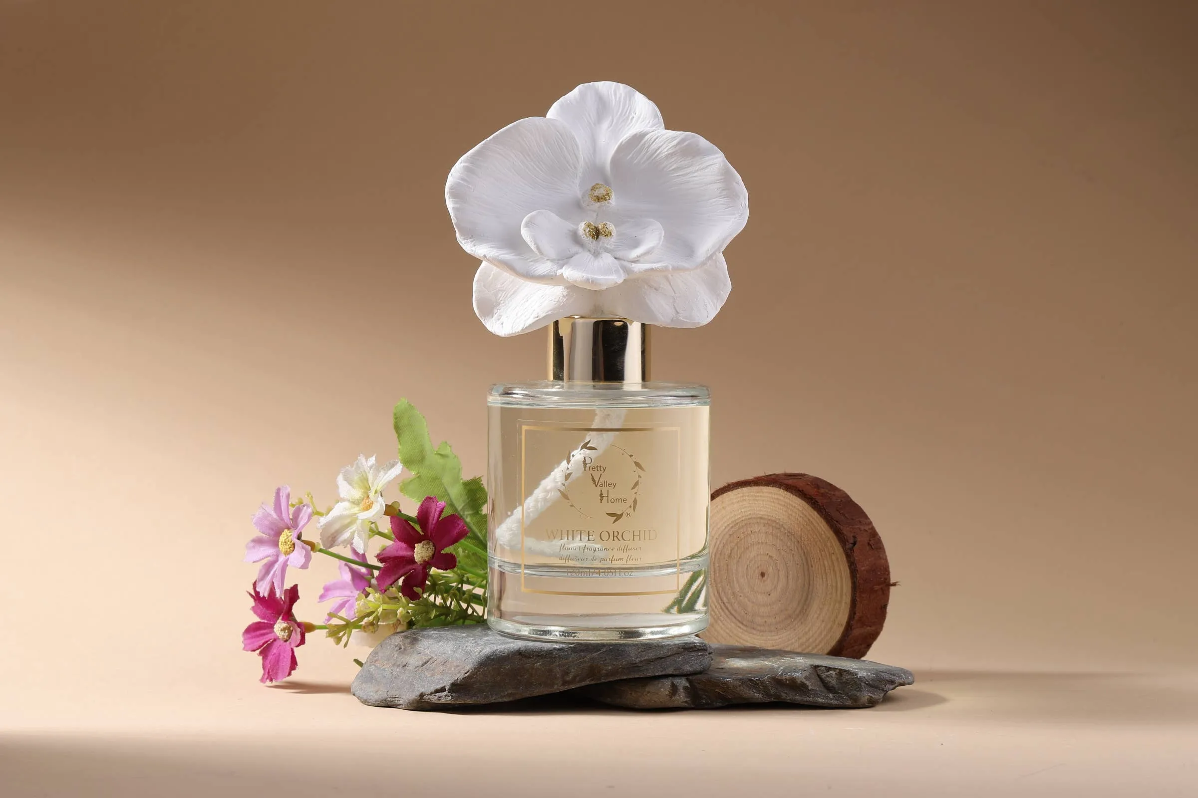Golden Orchid Flower Diffuser Gift Set || White Orchid