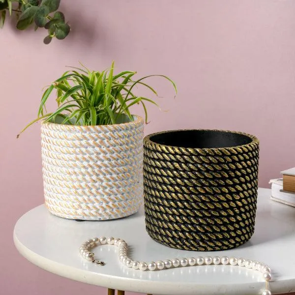 Golden Rope Pattern Plant Pot