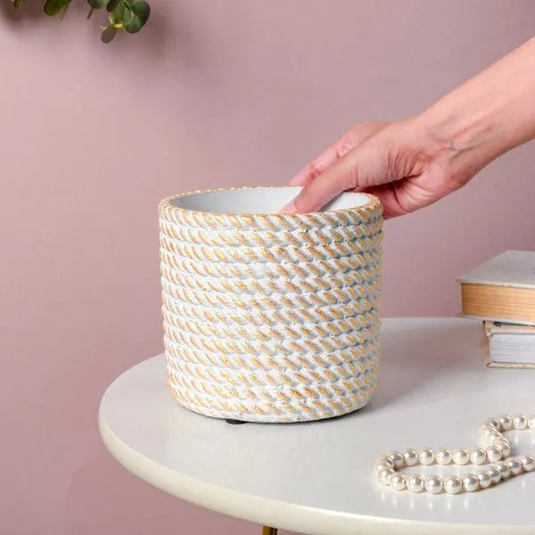 Golden Rope Pattern Plant Pot