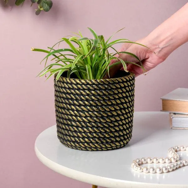 Golden Rope Pattern Plant Pot