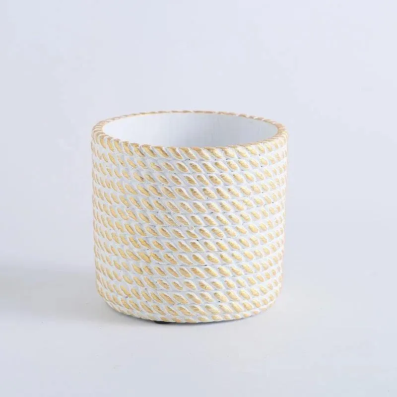 Golden Rope Pattern Plant Pot