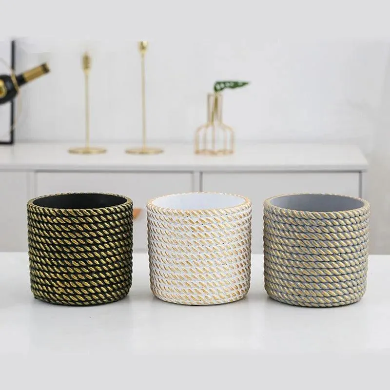 Golden Rope Pattern Plant Pot