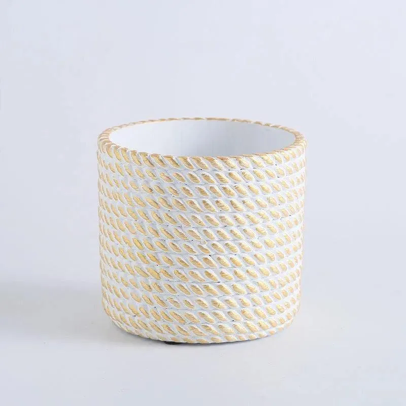 Golden Rope Pattern Plant Pot