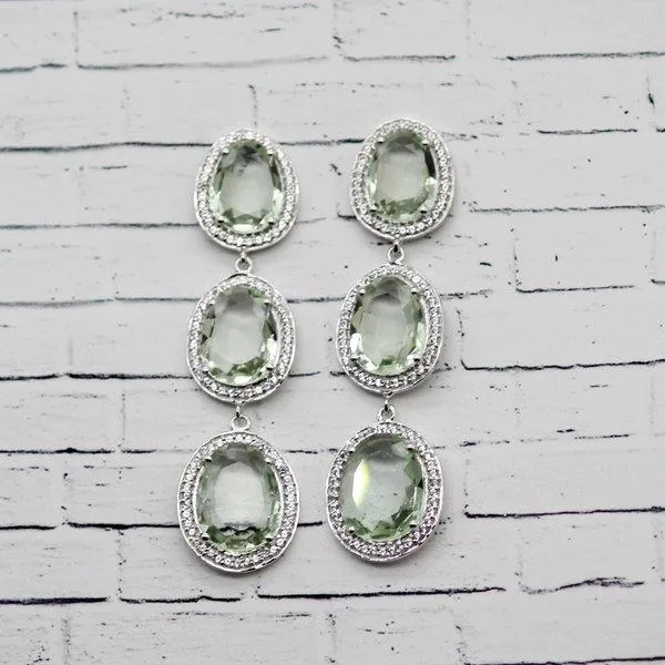 Green Quartz Halo Earrings