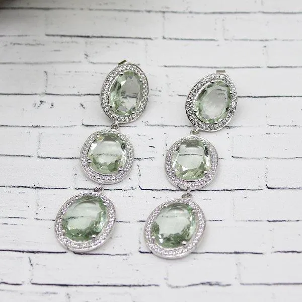 Green Quartz Halo Earrings