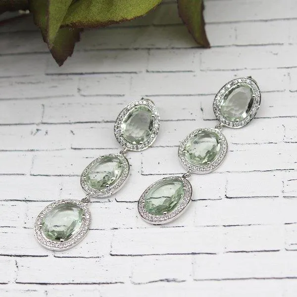 Green Quartz Halo Earrings