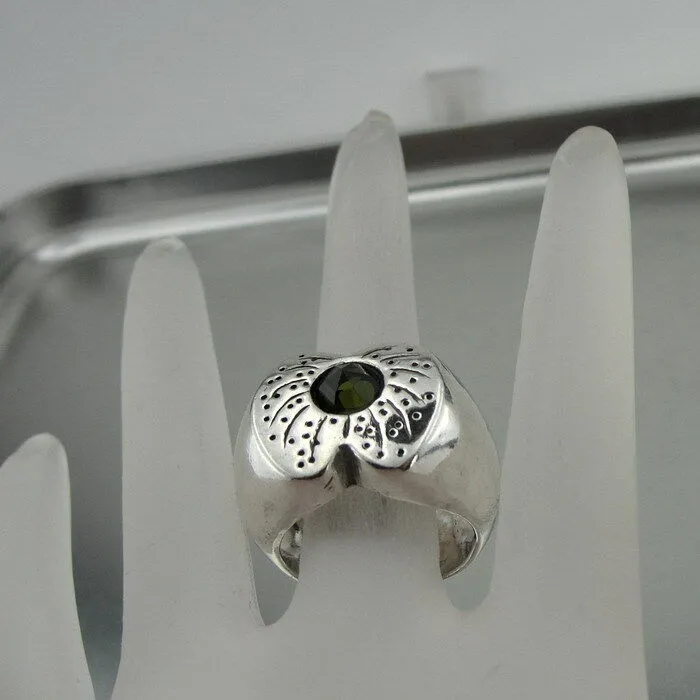 Hadar Designers Smokey Q. Ring size 7.5, 8 925 Sterling Silver Handmade (H) SALE