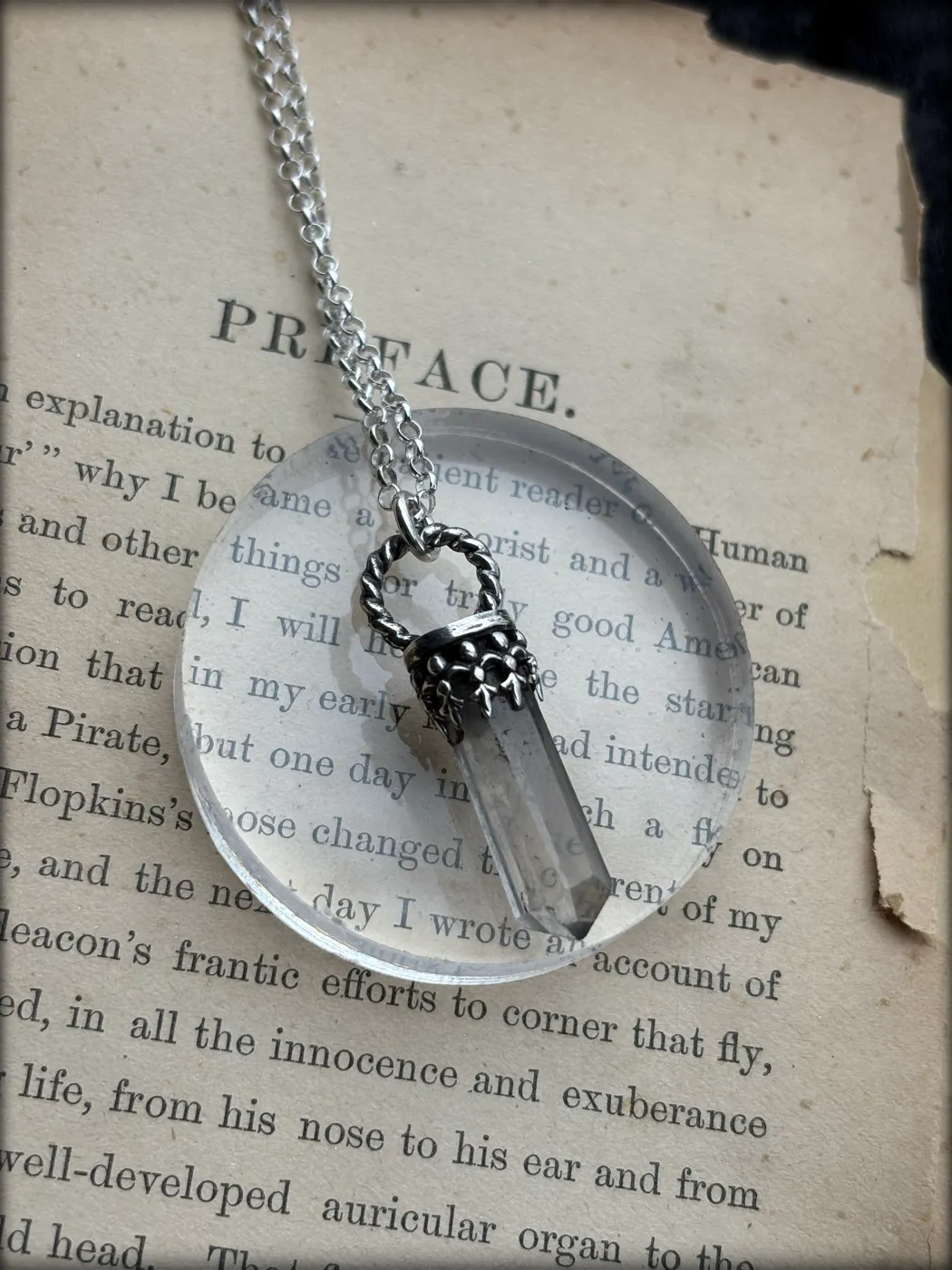 Hand crafted sterling in fine silver smoky quartz layering crystal necklace~