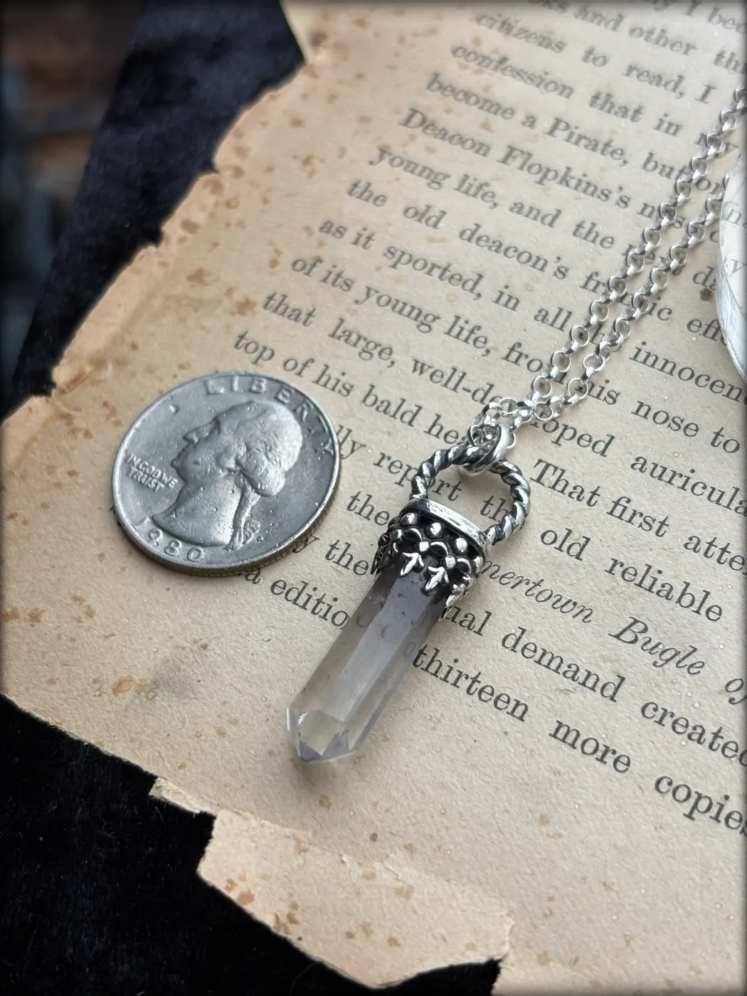 Hand crafted sterling in fine silver smoky quartz layering crystal necklace~
