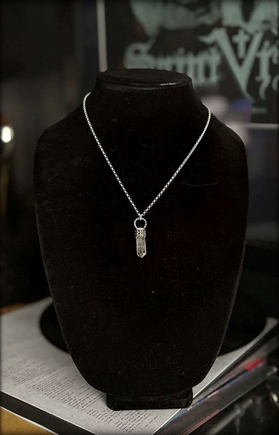 Hand crafted sterling in fine silver smoky quartz layering crystal necklace~