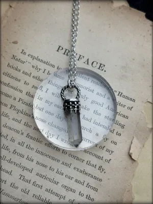 Hand crafted sterling in fine silver smoky quartz layering crystal necklace~