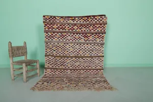 Hand-Knotted Colorful Kilim Rug 3.7 FT X 5.7 FT - Vibrant Moroccan Design