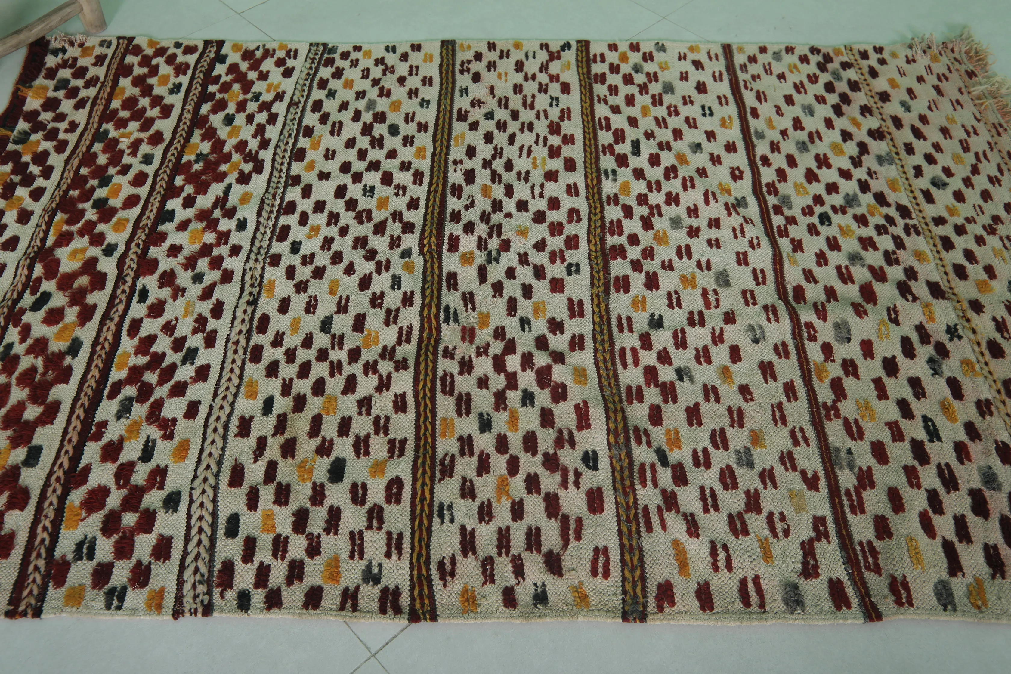 Hand-Knotted Colorful Kilim Rug 3.7 FT X 5.7 FT - Vibrant Moroccan Design