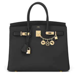 Hermes Black 35cm Epsom Birkin Gold Hardware