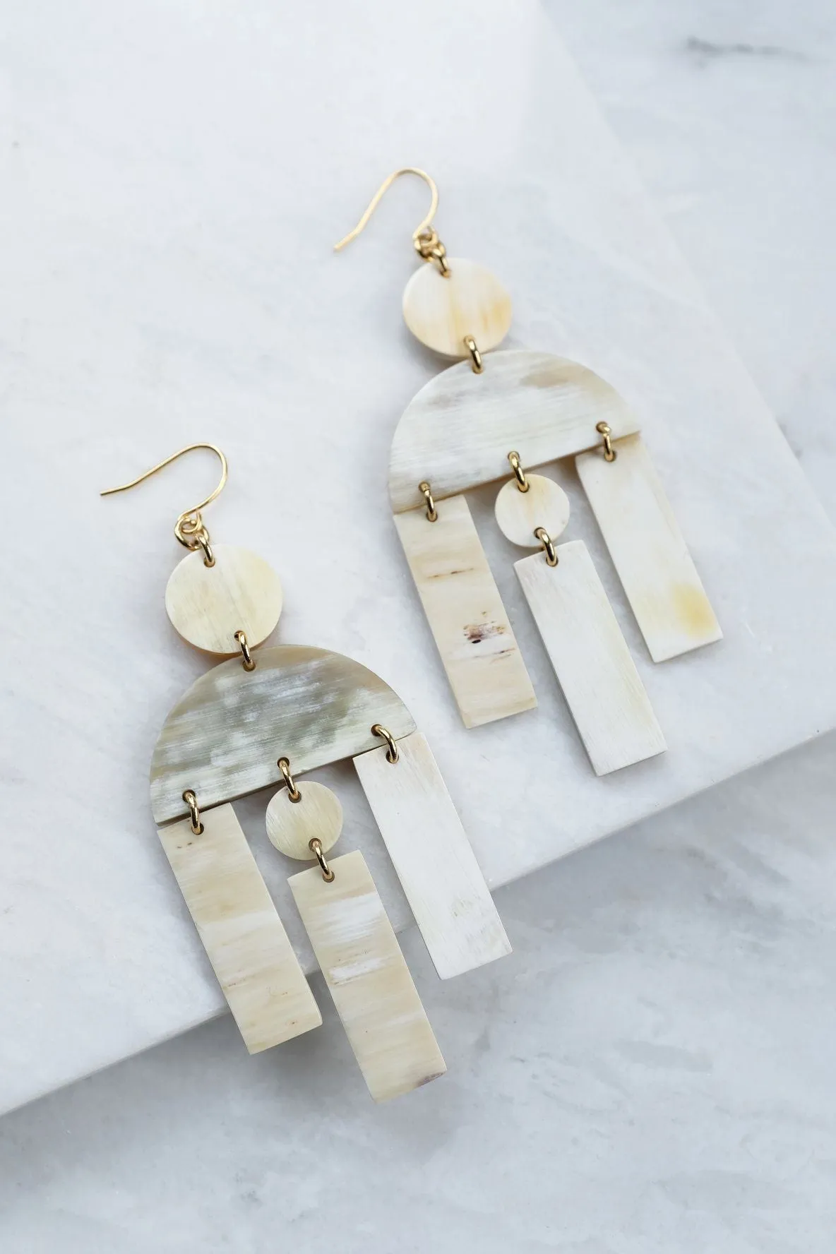 Hoang Hau 16K Gold-Plated Brass Buffalo Horn Geometric Statement Earrings