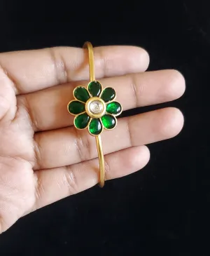 Jadau Kundan Simple Kada Green