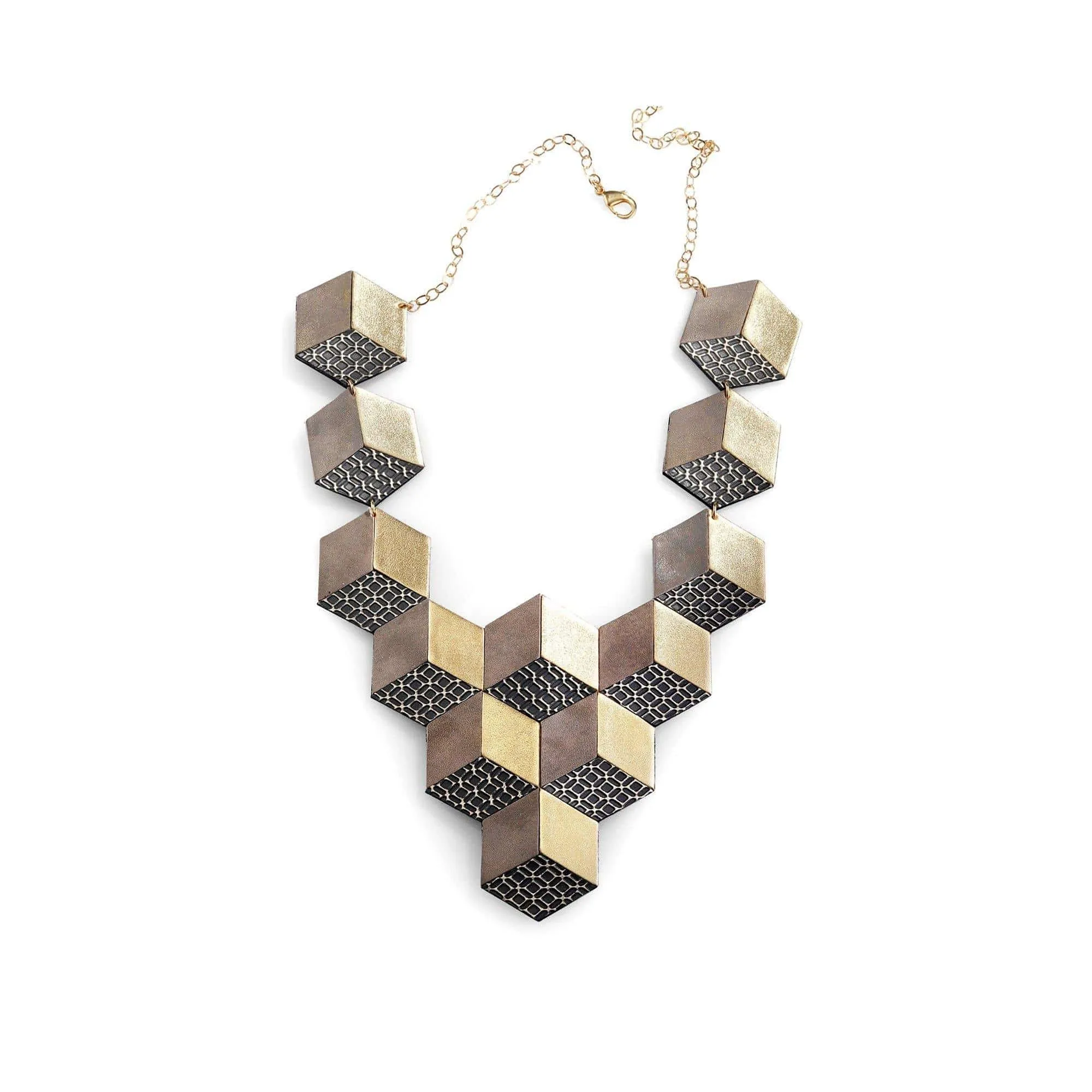 Jeanne Darc gold statement leather necklace