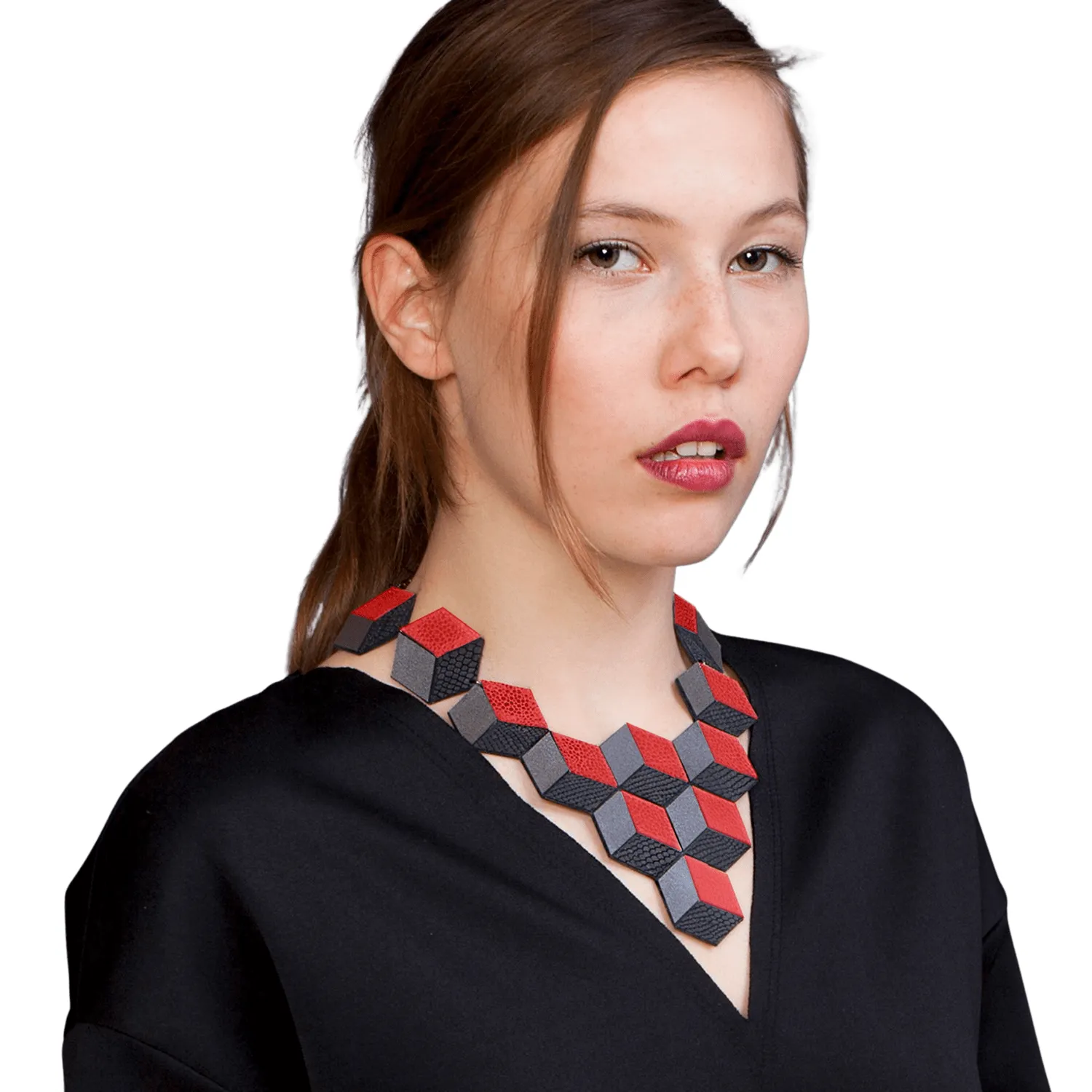 Jeanne Darc gold statement leather necklace