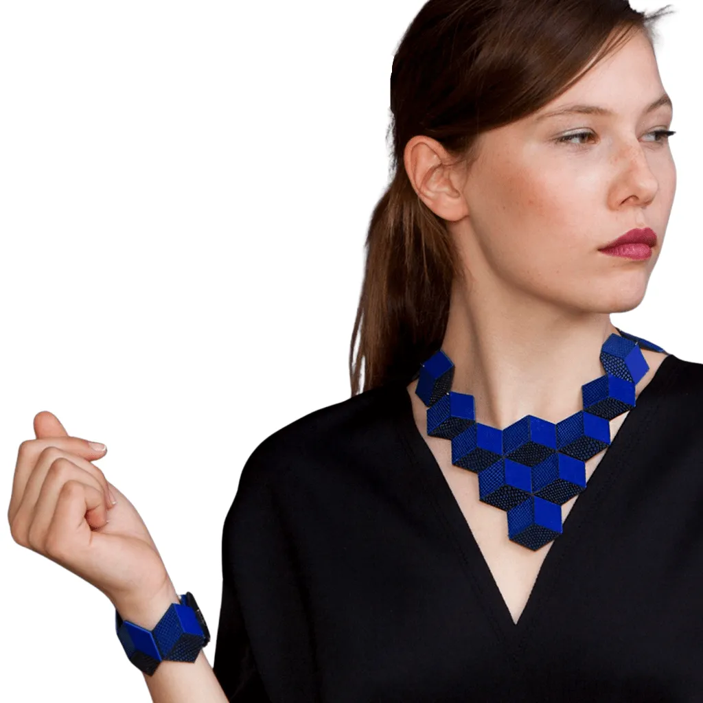 Jeanne Darc gold statement leather necklace