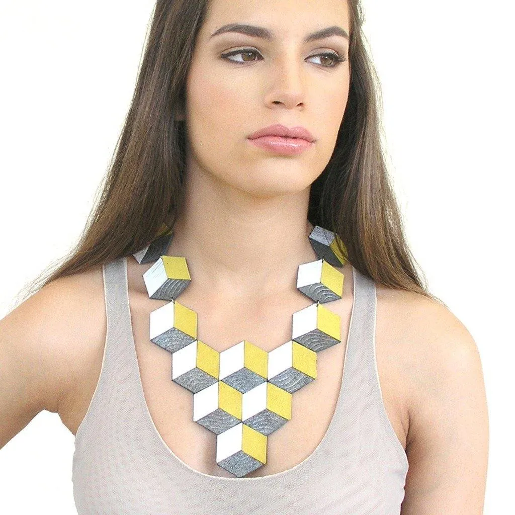 Jeanne Darc gold statement leather necklace