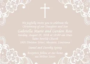 LACE AND SIMPLE CROSS CUSTOM INVITATION
