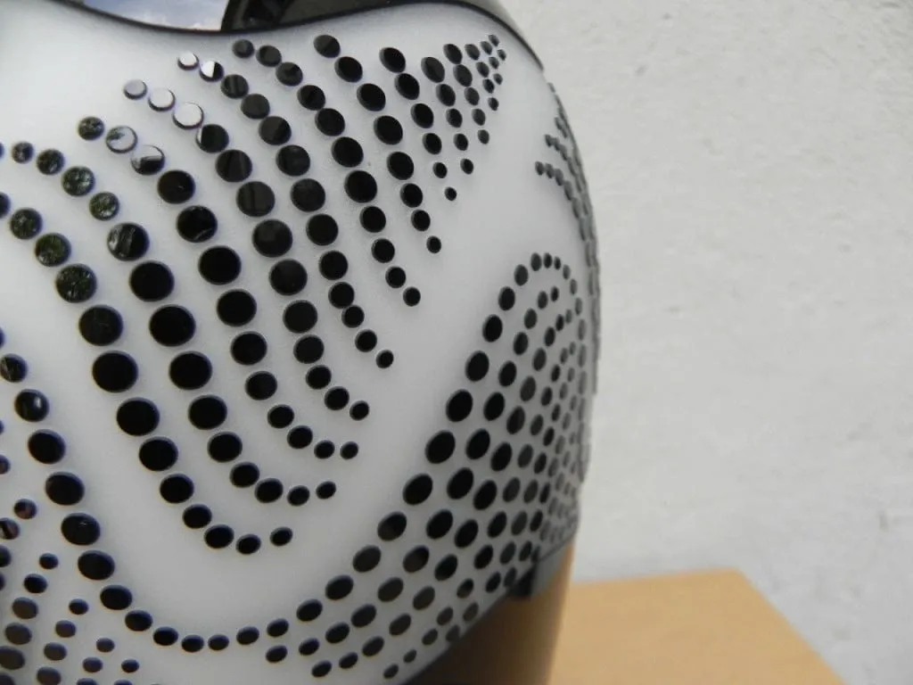 Large Glass Sasaki for Mikasa Sandblasted Vase in Back and White