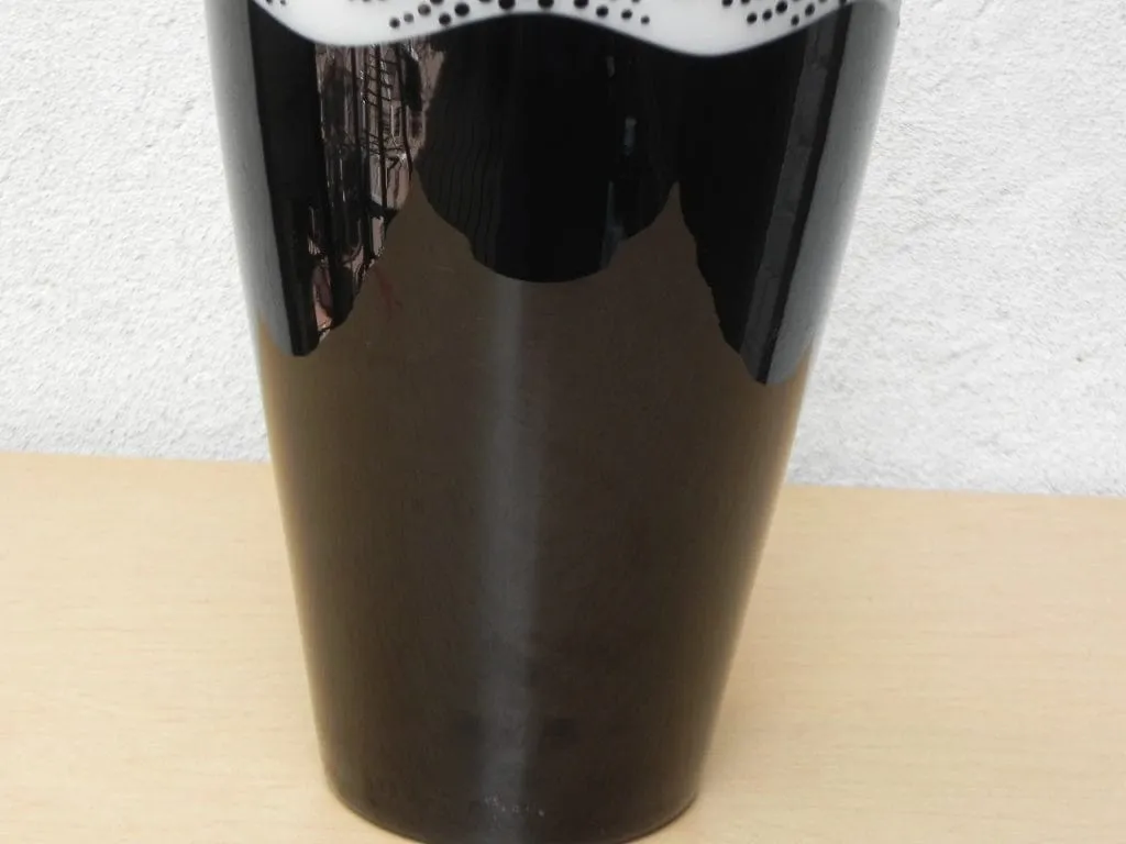 Large Glass Sasaki for Mikasa Sandblasted Vase in Back and White