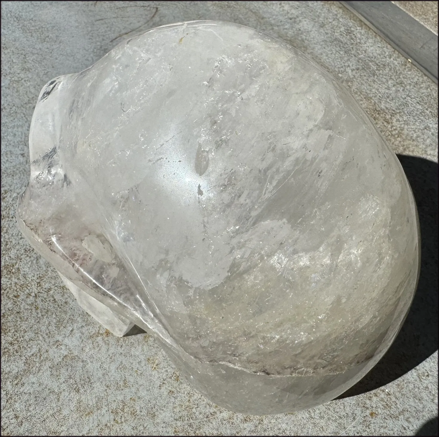 LifeSize Himalayan Quartz Crystal Skull with Multi-Colored Hematite, Shimmery Rainbows - 11lbs 